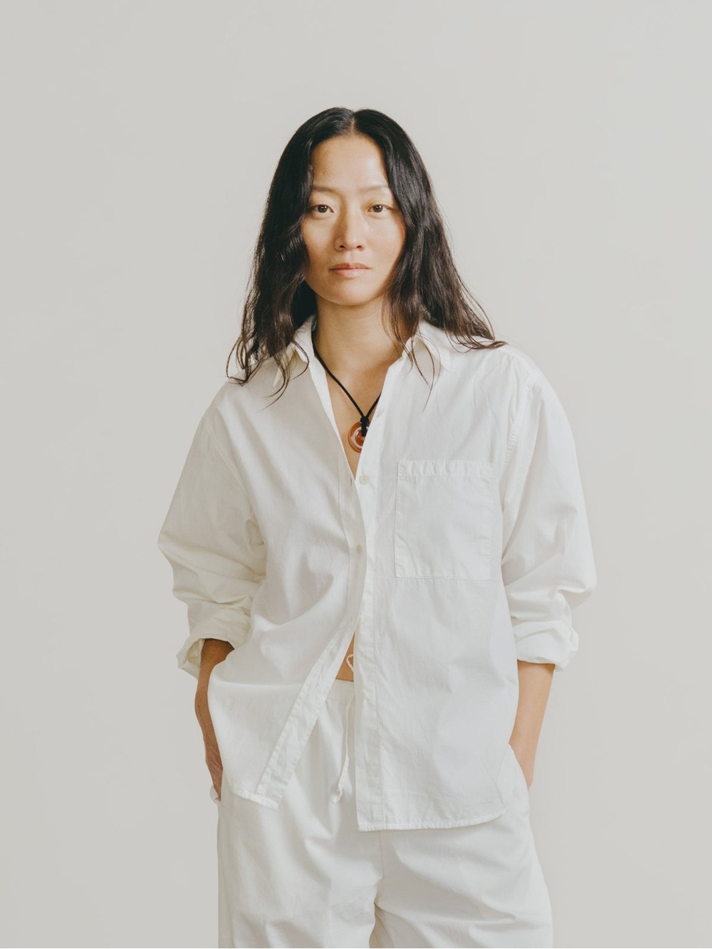 OZMA Marcie Shirt Organic Cotton Natural Women's White Button-Down Cotton Shirt
